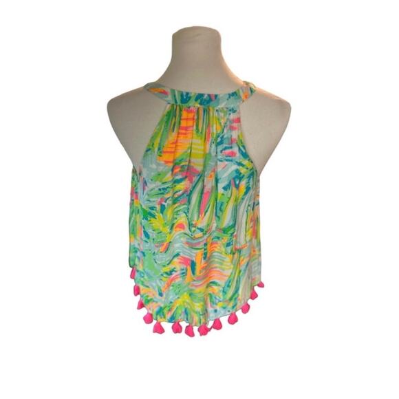 Lilly Pulitzer Roxi Colorful Beach Top Pink Tassel Trim Women's Sz Small New NWT - Picture 5 of 10